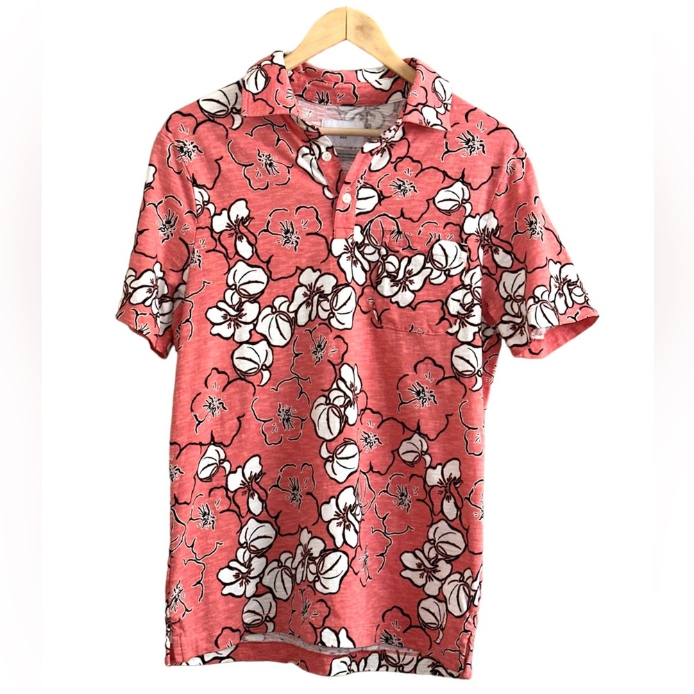 Goodfellow & Co Men's Coral Floral Polo Shirt 100% Cotton Size M